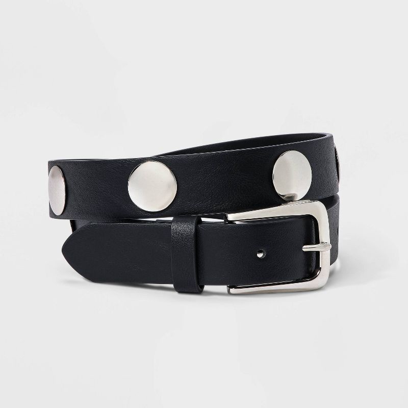 slide 1 of 3, Elevated Stud Belt - Universal Thread™ Black XS: Buckle Closure, Solid Pattern, 36" Length, 1 ct