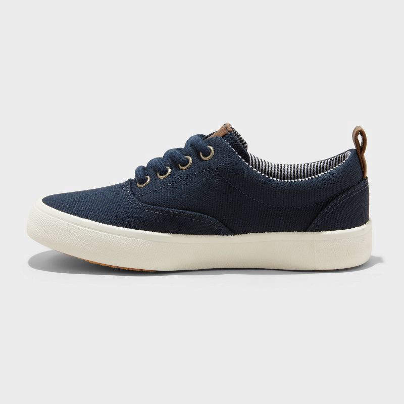 slide 2 of 4, Kids' Jett Low Top Sneakers - Cat & Jack™ Navy Blue 2: Lace-Up, Padded Collar, Closed Round Toe, Medium Width, 1 ct