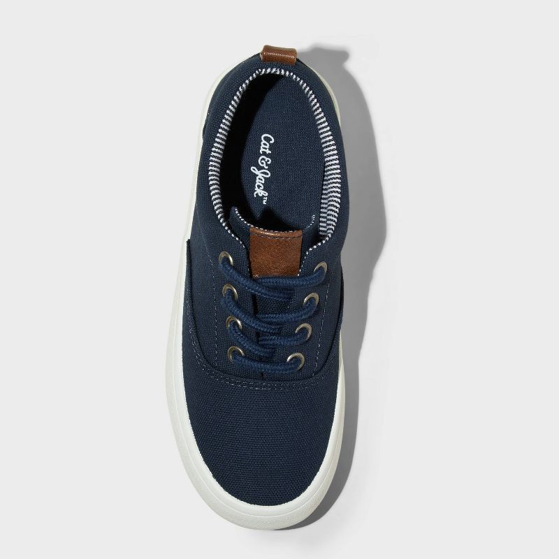 slide 3 of 4, Kids' Jett Low Top Sneakers - Cat & Jack™ Navy Blue 3: Lace Up, Padded Collar, Flocked Outsole, 1 ct