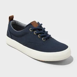 Kids' Jett Low Top Sneakers - Cat & Jack™ Navy Blue 5: Lace-Up, Padded Collar, Closed Round Toe, Medium Width