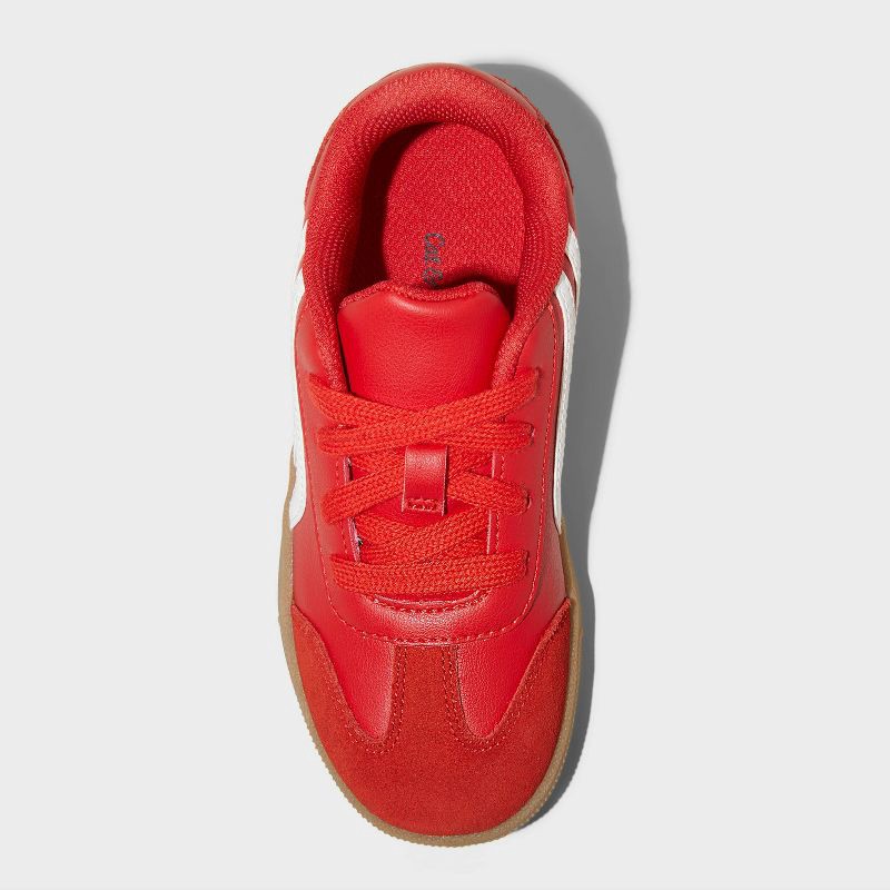 slide 3 of 4, Kids' Boston Court Sneakers - Cat & Jack™ Red 2: Lace Up, Faux Leather, Non Marking Sole, 1 ct