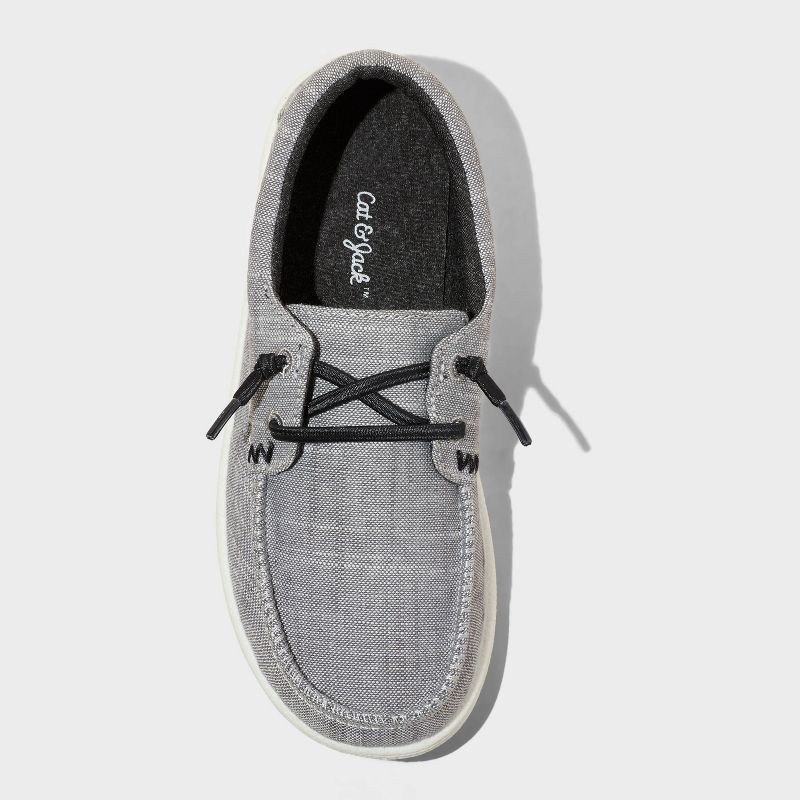 slide 3 of 4, Kids' Briar Slip-On Sneakers - Cat & Jack™ Charcoal Gray 1: Elastic Laces, Canvas Upper, Flocked Outsole, Round Toe, 1 ct