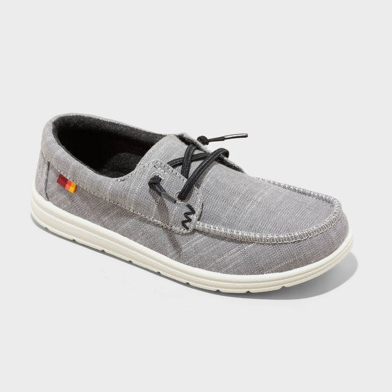 slide 1 of 4, Kids' Briar Slip-On Sneakers - Cat & Jack™ Charcoal Gray 2: Elastic Laces, Canvas, Low Top, 1 ct