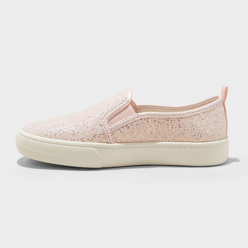 slide 2 of 4, Kids' Charlotte Slip-On Sneakers - Cat & Jack™ Blush 2: Faux Leather, Non-Marking Sole, Closed Round Toe, 1 ct