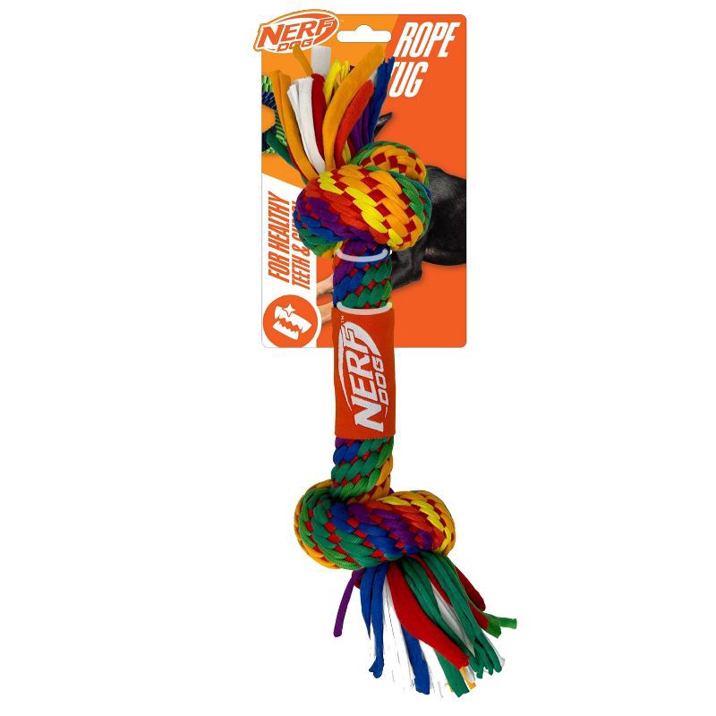 slide 1 of 5, NERF 2" T-Shirt with 2 Knots Dog Rope Toy, 1 ct