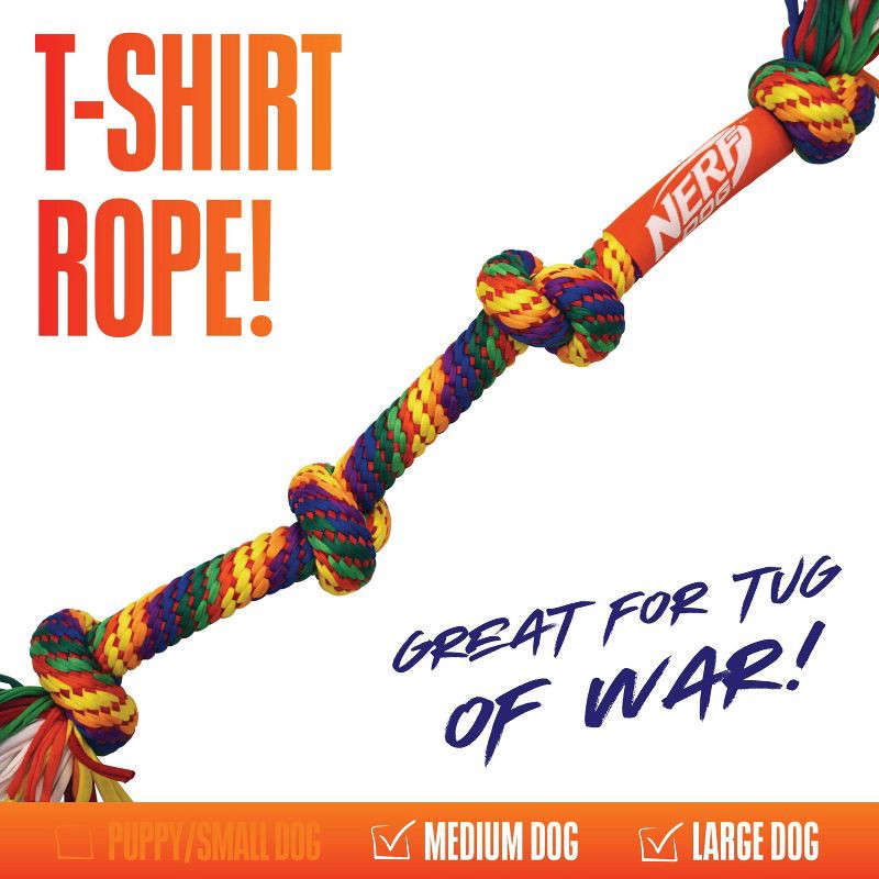 slide 5 of 5, NERF 24" T-Shirt with 4 Knots Dog Rope Toy, 1 ct