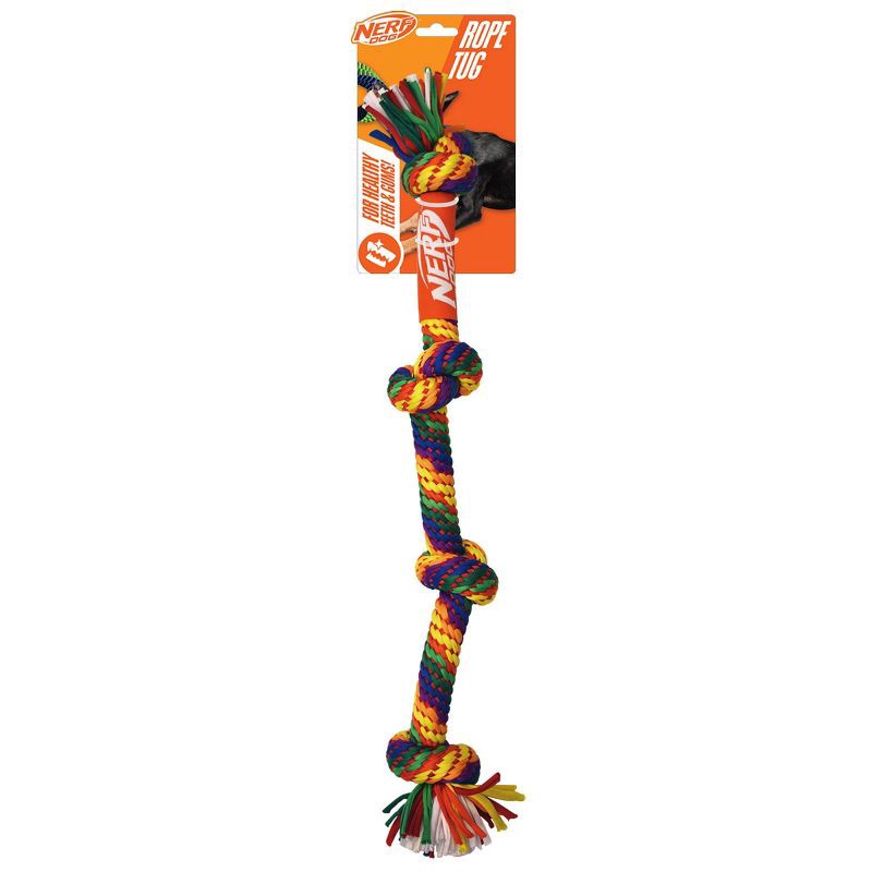 slide 1 of 5, NERF 24" T-Shirt with 4 Knots Dog Rope Toy, 1 ct
