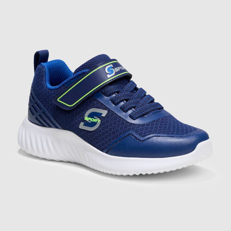 slide 1 of 4, S Sport By Skechers Kids' Rayner Sneakers - Navy Blue 1: Hook & Loop, Cushioned Insole, Closed Round Toe, 1 ct