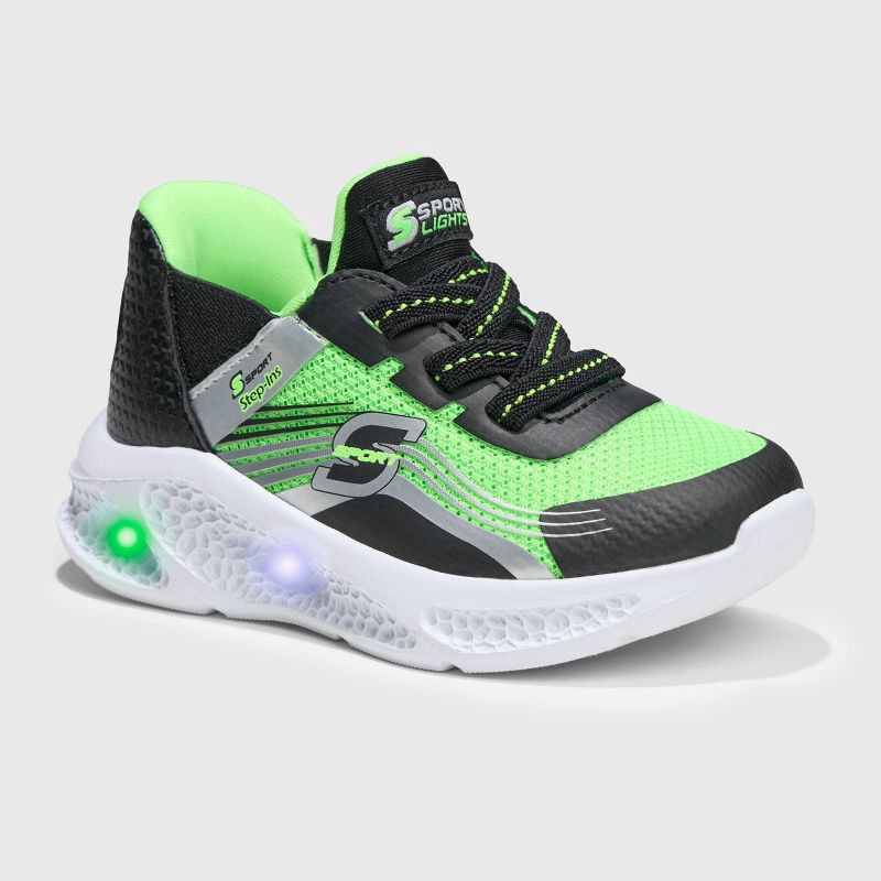 slide 1 of 5, S Sport By Skechers Toddler Myles Sneakers - Lime Green 8T: Slip-On, Light-Up, Cushioned Insole, Closed Round Toe, 1 ct