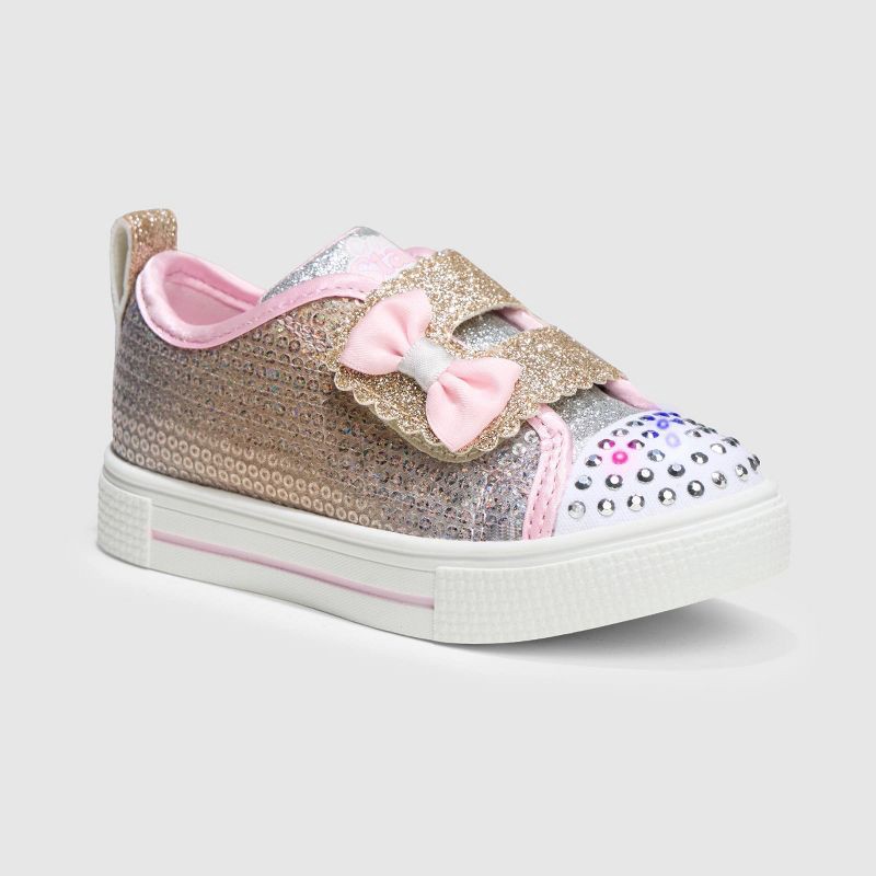 slide 1 of 5, S Sport By Skechers Toddler Girls' Lexie Sneakers - Light Pink 2: Hook & Loop, Light Up, Polka Dots, Cushioned, 1 ct