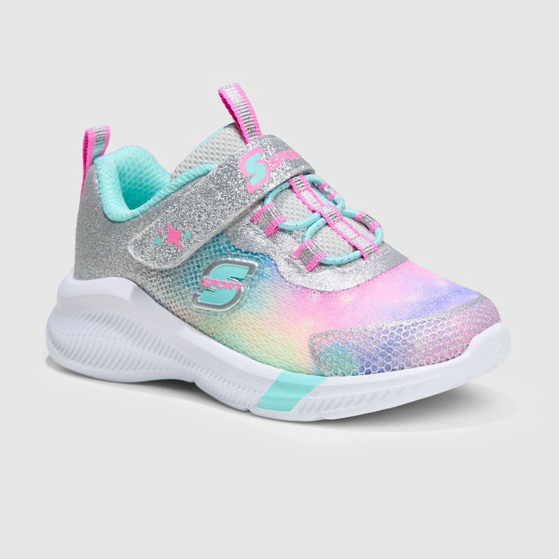slide 1 of 4, S Sport By Skechers Toddler Girls' Cora Sneakers - Silver 10T: Glitter Detail, Hook & Loop Closure, Cushioned Insole, 1 ct