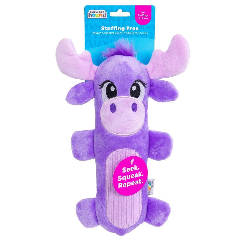 slide 1 of 6, Outward Hound Moose Stuffing Free Dog Animal Plush Toy, 1 ct