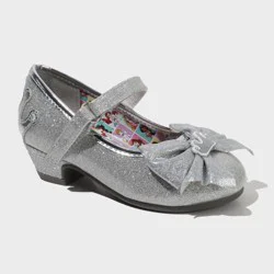 Toddler Girls' Disney Mary Jane Heels - Silver 7T: Adjustable Strap, Block Heel, Textured Outsole