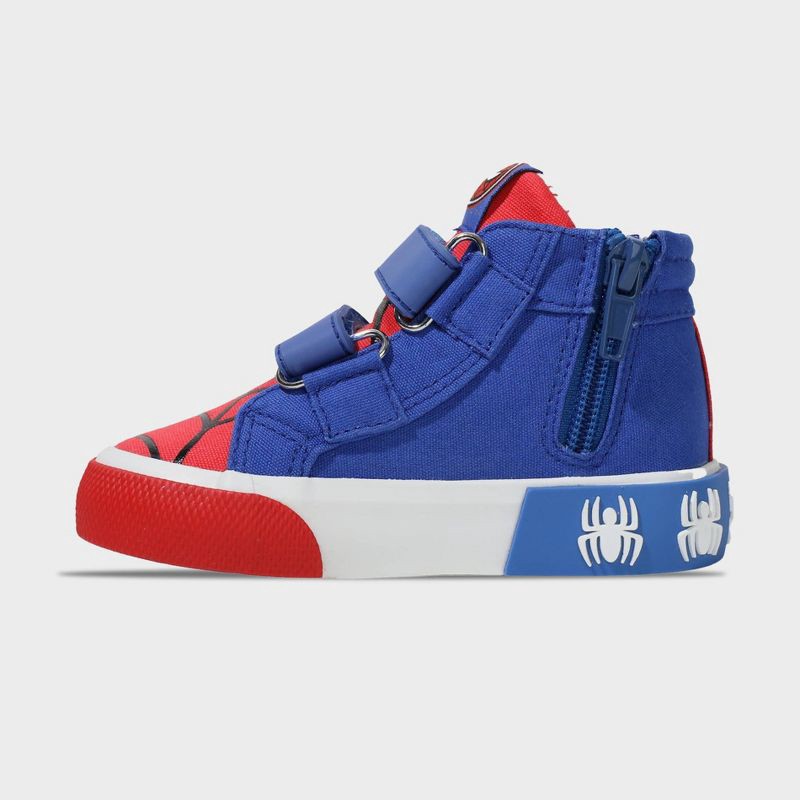 slide 2 of 4, Toddler Boys' Spider-Man High-Top Sneakers - Red 7T: Marvel Canvas Shoes, Zipper & Hook Closure, 1 ct