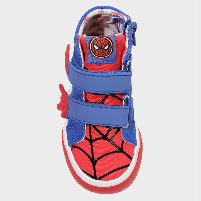 slide 3 of 4, Toddler Boys' Spider-Man High-Top Sneakers - Red 7T: Marvel Canvas Shoes, Zipper & Hook Closure, 1 ct