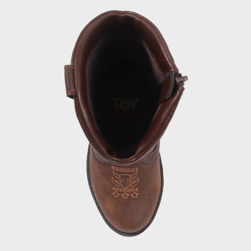 slide 3 of 7, Toddler Toy Story Boots - Brown 5T: Woody Western Style, Disney Licensed, Zipper Closure, Non-Marking Sole, Medium Width, 1 ct
