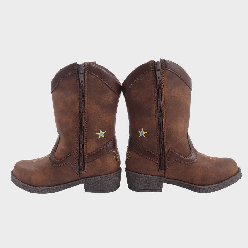 slide 6 of 7, Toddler Toy Story Boots - Brown 5T: Woody Western Style, Disney Licensed, Zipper Closure, Non-Marking Sole, Medium Width, 1 ct