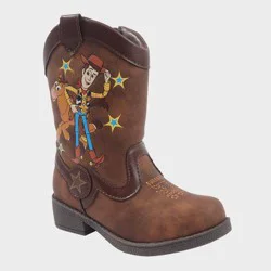 Toddler Toy Story Boots - Brown 10T: Woody Western Style, Disney Licensed, Medium Calf, Zipper Closure, Non-Marking Sole