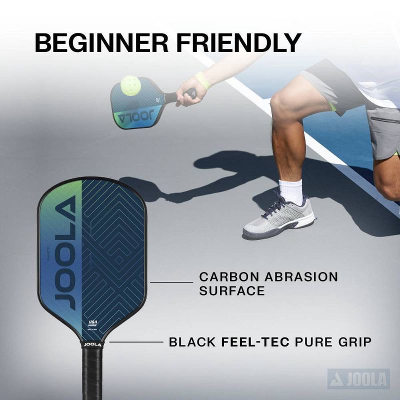 slide 3 of 6, Joola 16.5" Okkoto Traditional Pickleball Paddle - Green: Carbon Fiber, 8.3 oz, 8.3 oz
