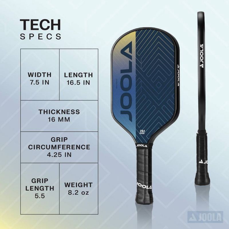slide 2 of 6, Joola 16.5'' Okkoto Traditional Pickleball Paddle - Yellow: Carbon Fiber Racquet, 1 ct