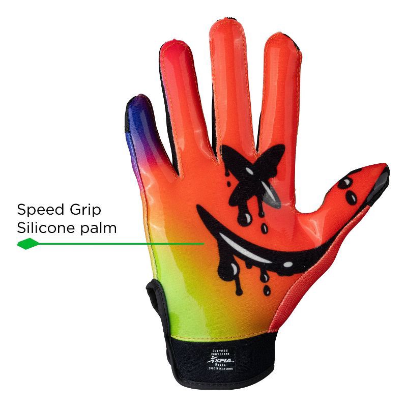 slide 6 of 7, Cutters Game Day Receiver Gloves Youth - Drip Face L/XL: Nylon Sports Gloves for Football, 1 ct
