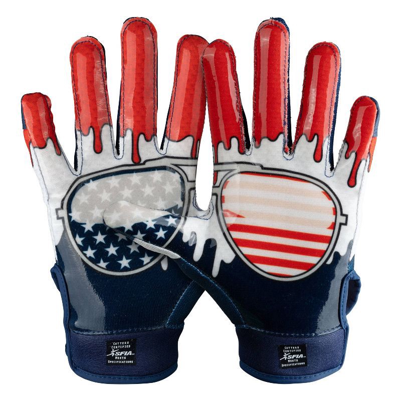slide 1 of 7, Cutters Game Day Receiver Gloves Youth - Stars S/M: Strap Closure, Football Use, 1 ct