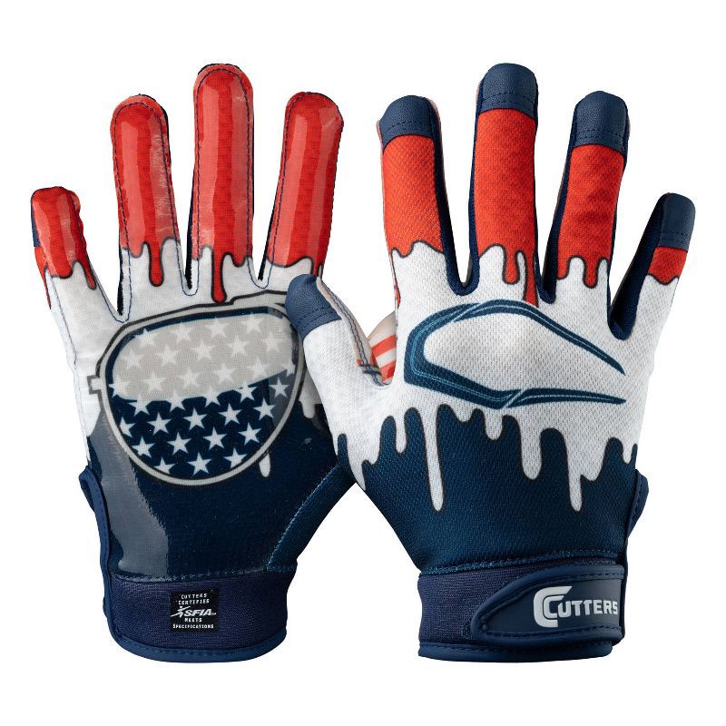 slide 4 of 7, Cutters Game Day Receiver Gloves Youth - Stars S/M: Strap Closure, Football Use, 1 ct