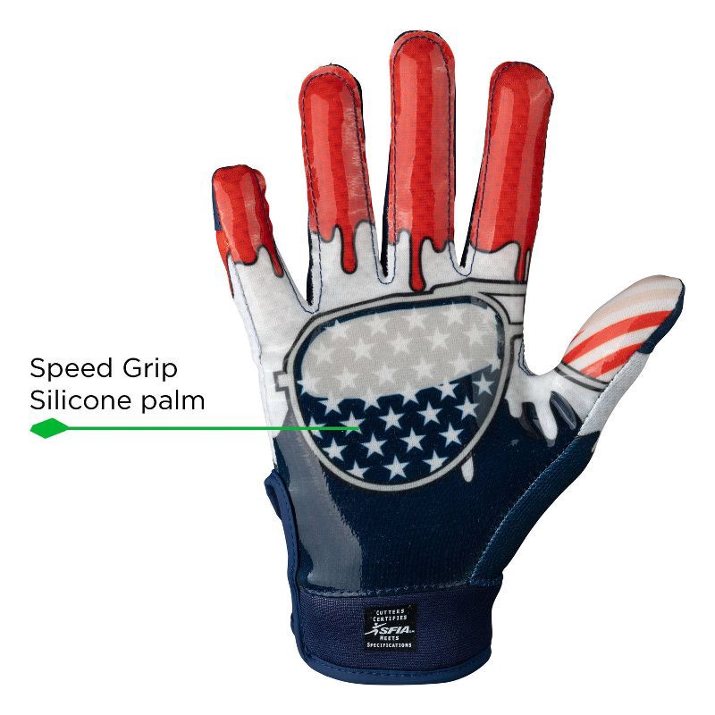 slide 6 of 7, Cutters Game Day Receiver Gloves Youth - Stars S/M: Strap Closure, Football Use, 1 ct