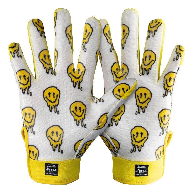 slide 4 of 7, Cutters Game Day Receiver Gloves Youth - Smile L/XL, 1 ct