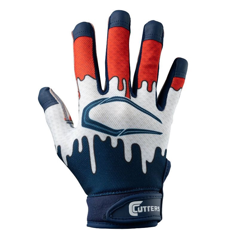 slide 3 of 7, Cutters Game Day Receiver Gloves Youth - Stars L/XL: Strap Closure, Nylon Material, Football Use, 1 ct