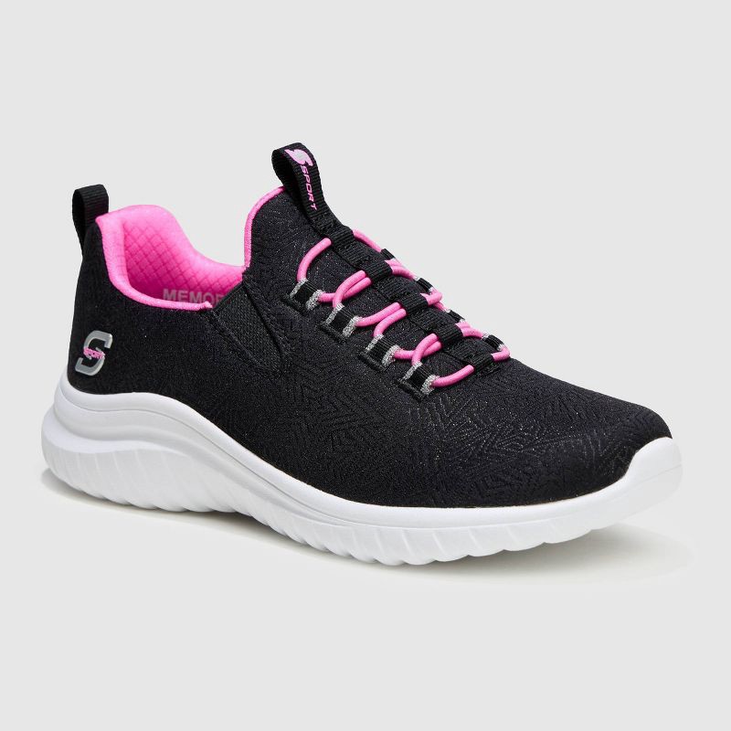 slide 1 of 4, S Sport By Skechers Kids' Vana Sneakers - Black 1: Slip-On, Cushioned Insole, Flexible EVA Outsole, 1 ct