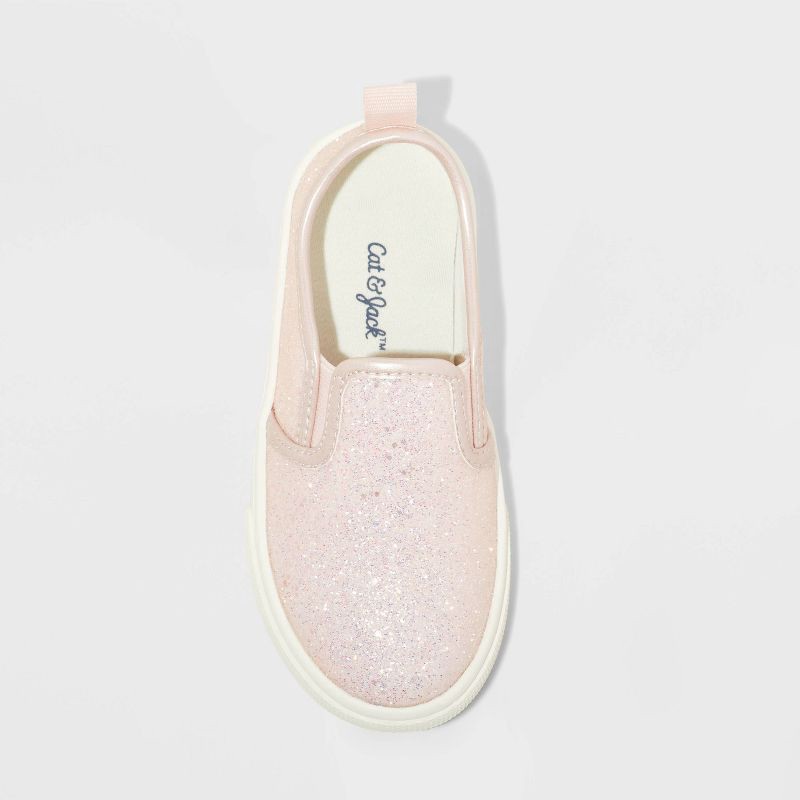 slide 3 of 4, Toddler Yana Slip-On Glitter Sneakers - Cat & Jack™ Blush 7T: Faux Leather, Non-Marking Sole, Closed Round Toe, Low Top, 1 ct