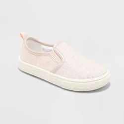 Toddler Yana Slip-On Glitter Sneakers - Cat & Jack™ Blush 8T: Faux Leather, Non-Marking Sole, Closed Round Toe