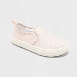 Toddler Yana Slip-On Glitter Sneakers - Cat & Jack™ Blush 8T: Faux Leather, Non-Marking Sole, Closed Round Toe