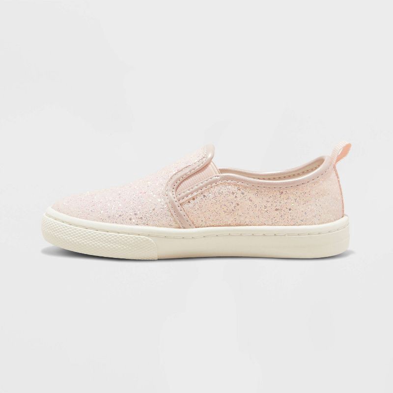 slide 2 of 4, Toddler Yana Slip-On Glitter Sneakers - Cat & Jack™ Blush 9T: Faux Leather, Non-Marking Sole, Closed Round Toe, Low Top, 1 ct