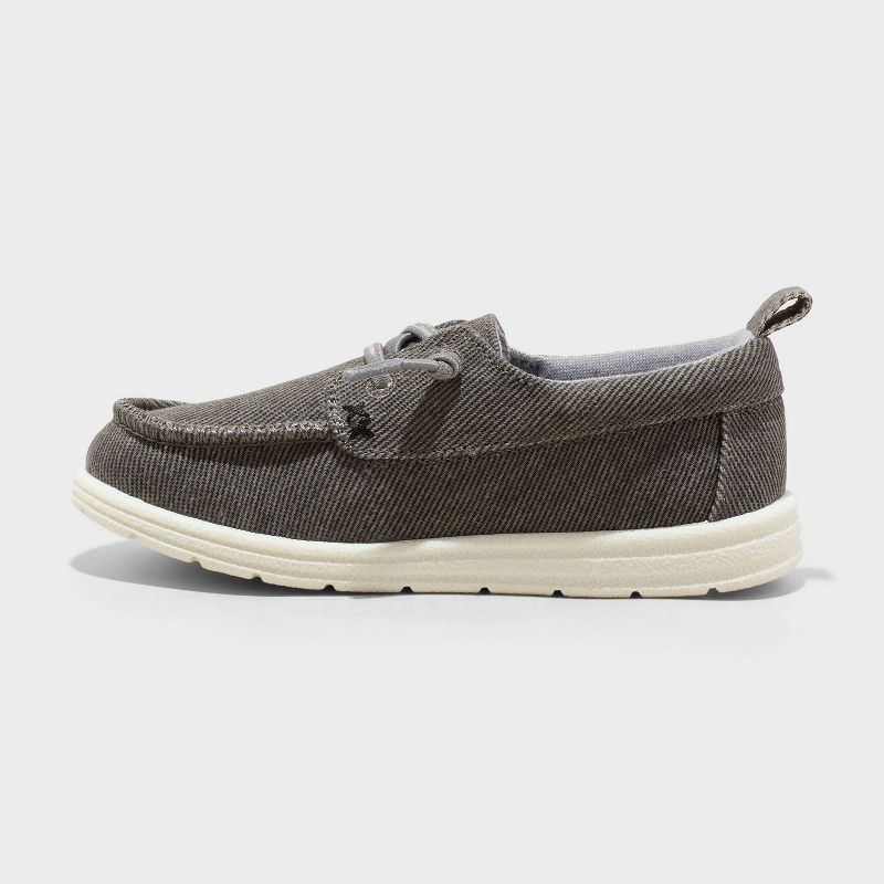slide 2 of 4, Toddler Bobby Pull-On Sneakers - Cat & Jack™ Charcoal Gray 5T: Elastic Laces, Canvas, Slip-On, Closed Round Toe, 1 ct
