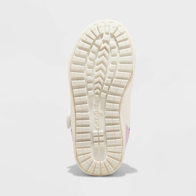 slide 4 of 4, Toddler Jaid Solid Court Sneakers - Cat & Jack™ White/Blue/Pink 9T: Faux Leather, Hook and Loop, Non-Marking Sole, 1 ct