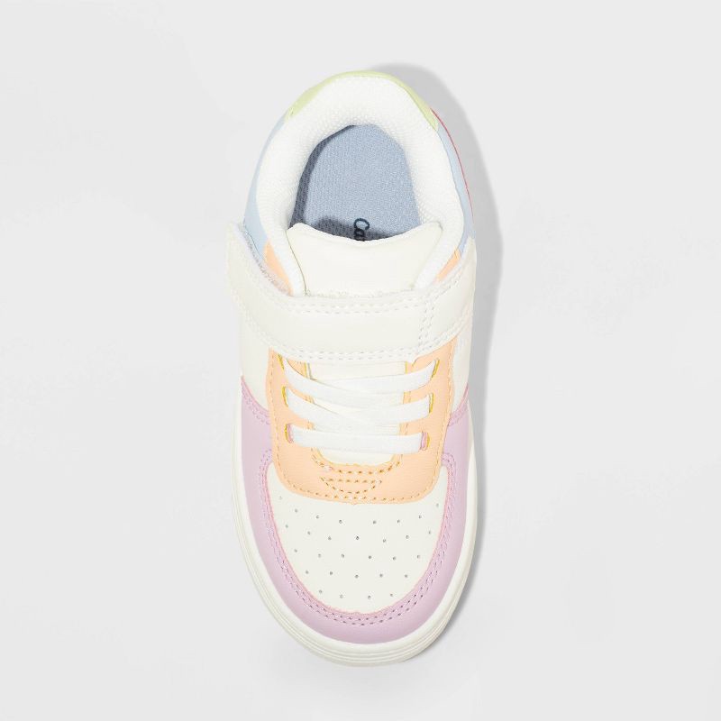 slide 3 of 4, Toddler Jaid Solid Court Sneakers - Cat & Jack™ White/Blue/Pink 10T: Faux Leather, Hook and Loop Closure, Non-Marking Sole, Closed Round Toe, 1 ct