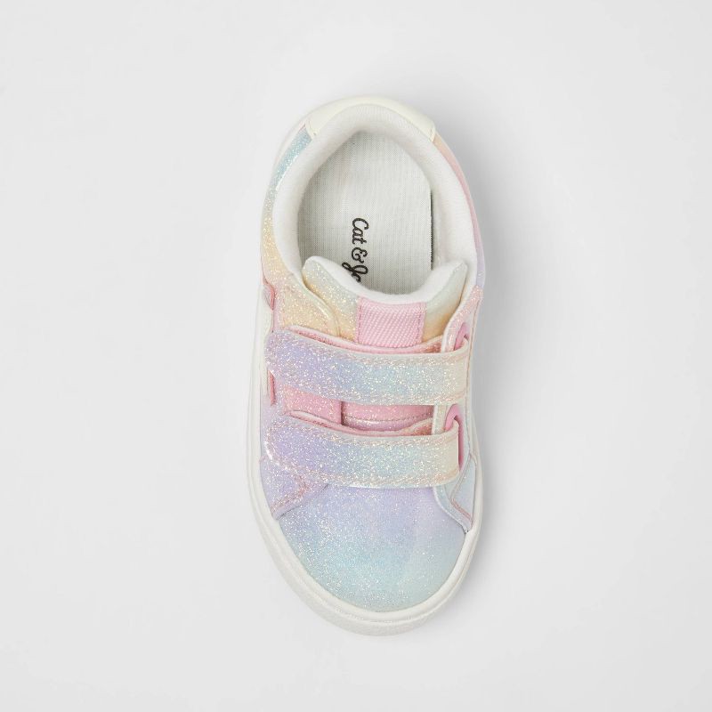 slide 3 of 4, Toddler Sora Glitter Sneakers - Cat & Jack™ 12T: Star Pattern, Hook and Loop Closure, Flocked Outsole, 1 ct