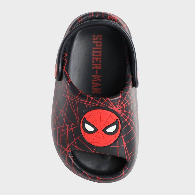 slide 3 of 4, Toddler Spider-Man EVA Sandals - Black 1: Slip On, Heel Strap, Contoured Footbed, Open Toe, 1 ct