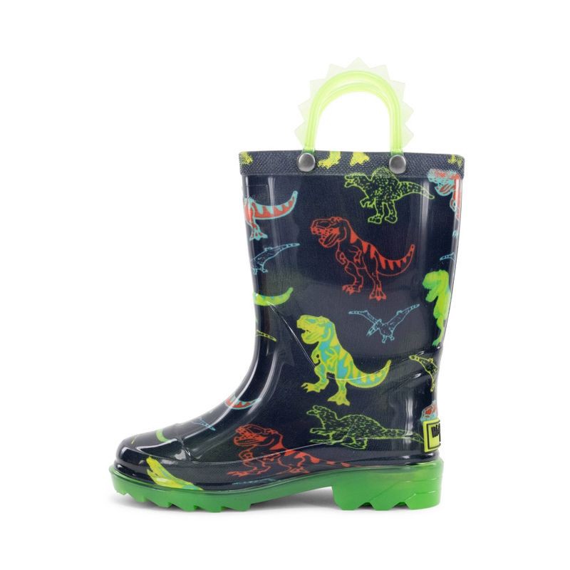 slide 2 of 4, Western Chief Toddler Dino Soar Rain Boots - Navy Blue 11T: Waterproof, Light-Up, Pull-On, Dinosaur Pattern, 1 ct