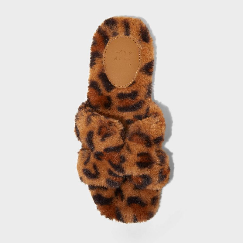 slide 3 of 4, Women's Sage Slippers - A New Day™ Leopard Brown 10: Open Toe Cushioned Indoor/Outdoor Slides, 1 ct