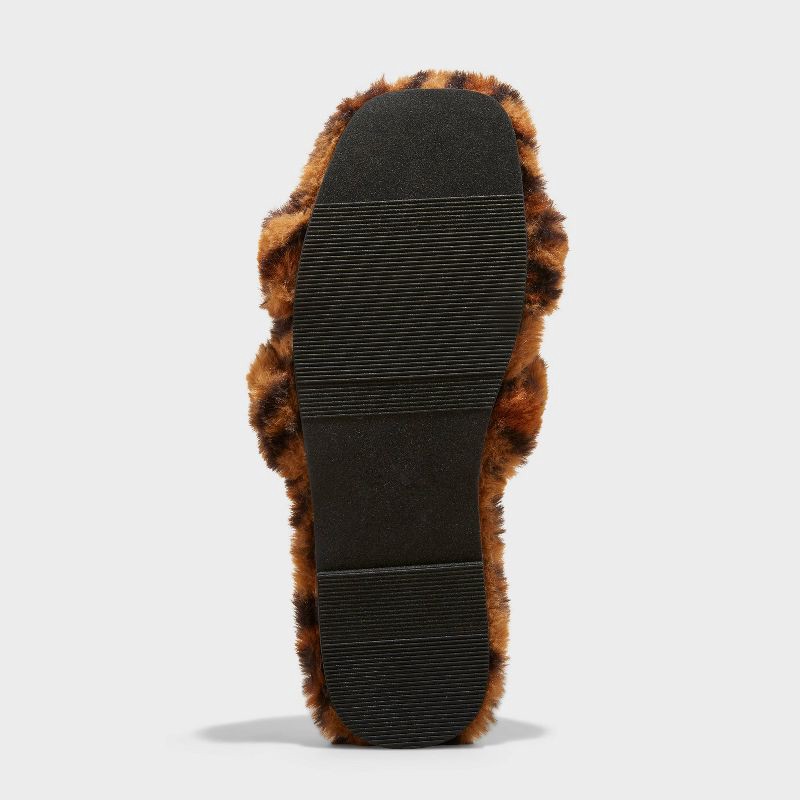 slide 4 of 4, Women's Sage Slippers - A New Day™ Leopard Brown 10: Open Toe Cushioned Indoor/Outdoor Slides, 1 ct