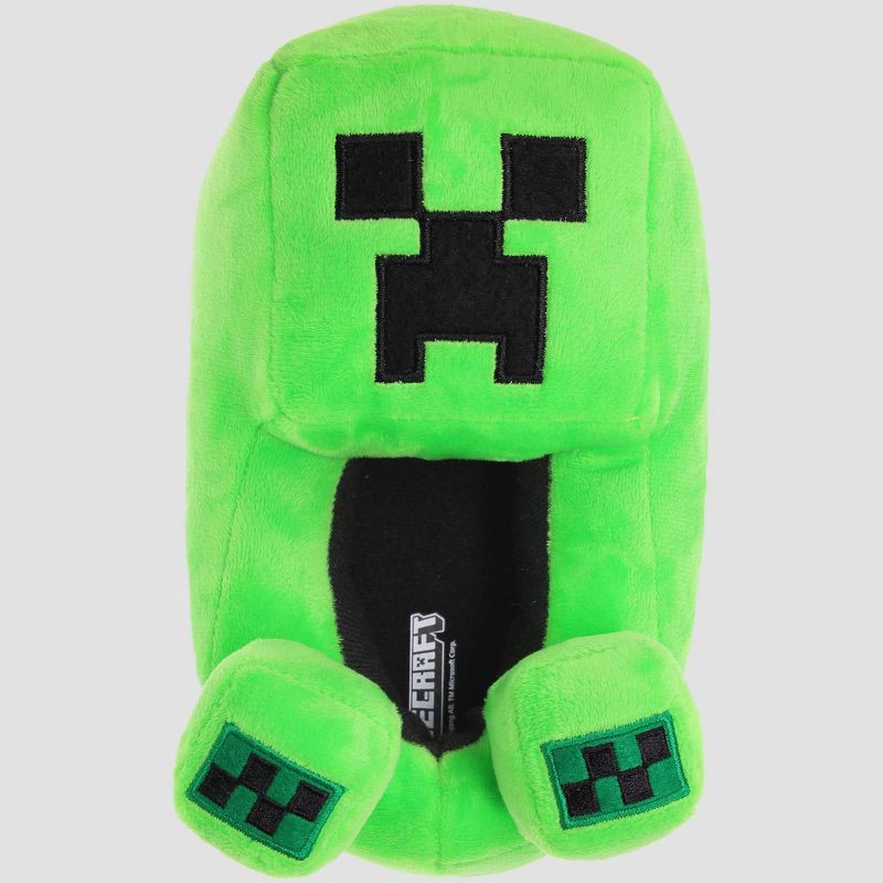 slide 2 of 7, Kids' Minecraft Creeper Full Body Slippers - Green 13-1: Cushioned Footbed, Pull-On, Textured Outsole, 1 ct