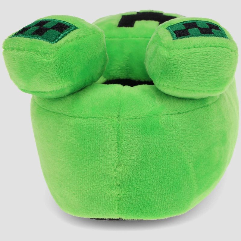 slide 7 of 7, Kids' Minecraft Creeper Full Body Slippers - Green 4-5: Pull-On Sock Slippers with Cushioned Footbed, Textured Outsole, 1 ct