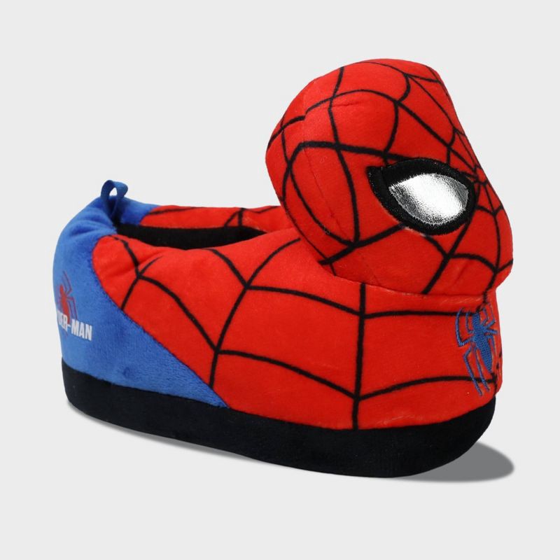 slide 1 of 4, Toddler Boys' Spider-Man 3D Plush Microsuede Slippers - Red 9T-10T: Marvel Character, Cushioned Insole, Slip-On, Closed Round Toe, 1 ct