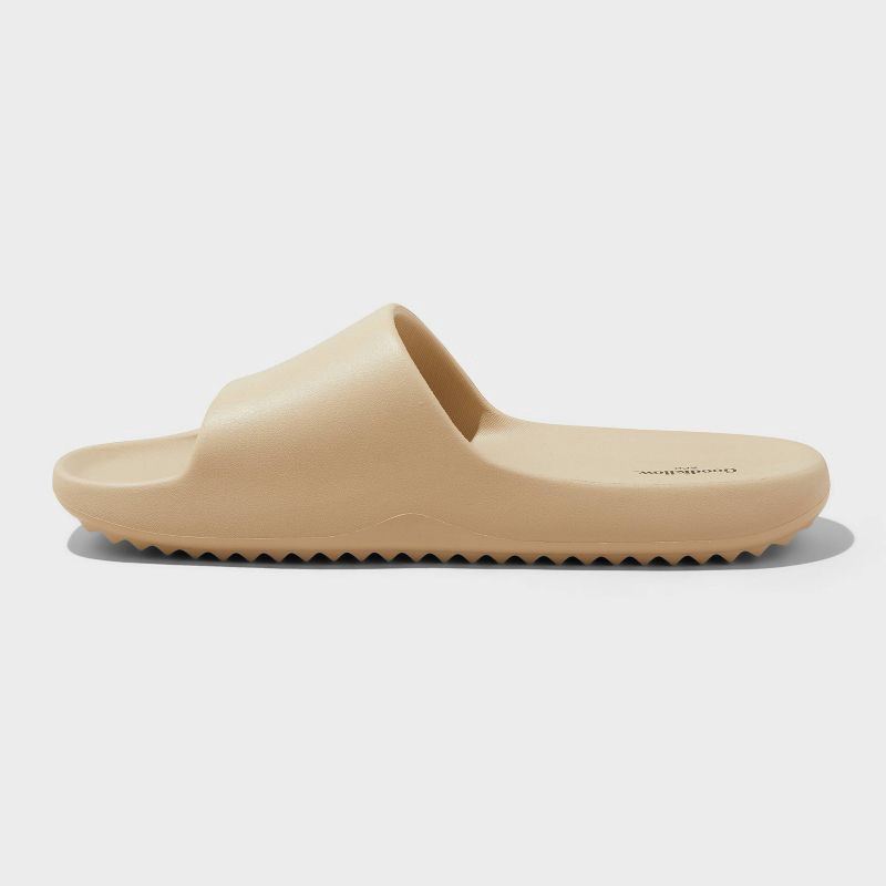 slide 2 of 4, Men's Kendrix Slide Sandals - Goodfellow & Co™ Tan 11: Slip-On, Contoured Footbed, Open Toe, 1 ct