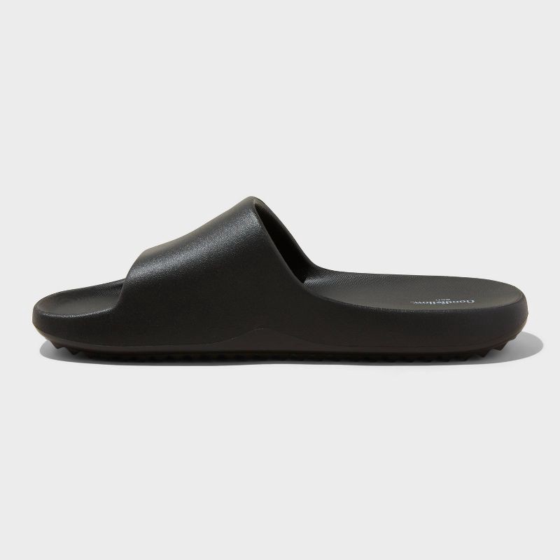 slide 2 of 4, Men's Kendrix Slide Sandals - Goodfellow & Co™ Black 10: Slip-On, Contoured Footbed, Textured Outsole, 1 ct