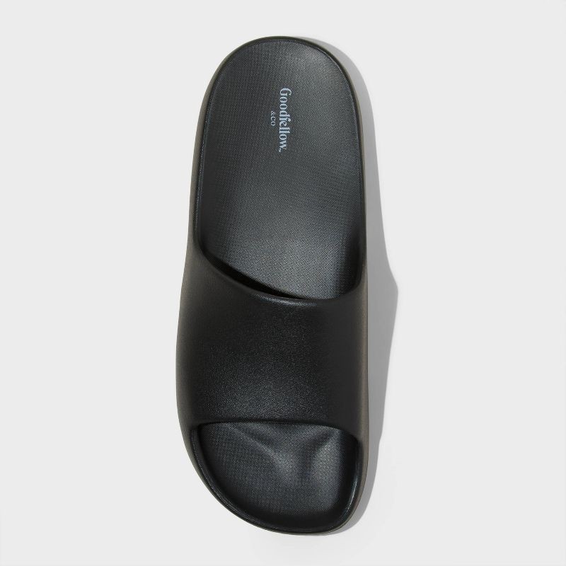 slide 3 of 4, Men's Kendrix Slide Sandals - Goodfellow & Co™ Black 10: Slip-On, Contoured Footbed, Textured Outsole, 1 ct