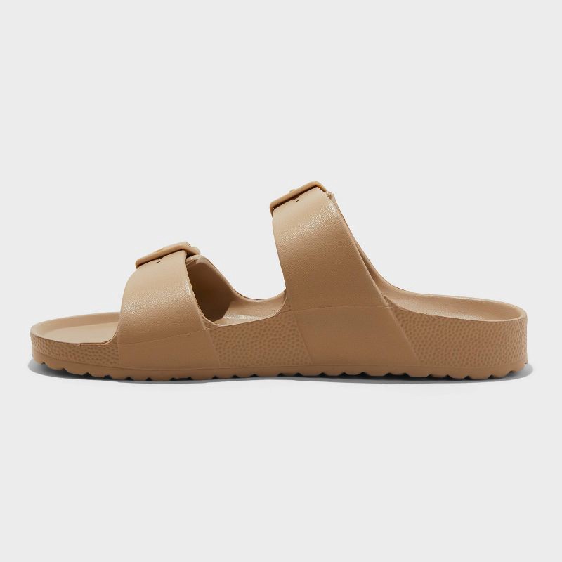 slide 2 of 4, Men's Carson Two Band Sandals - Goodfellow & Co™ Tan 8: Slip-On, Open Toe, Non-Marking Outsole, 1 ct